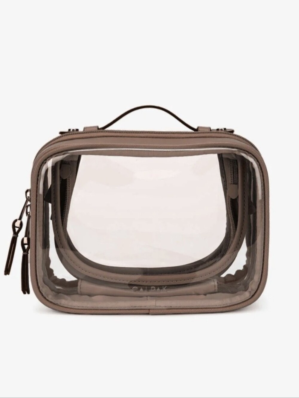CALPAK Small Clear Cosmetic Case - Mocha